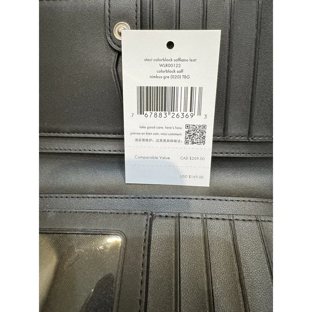 Kate Spade New York Staci Colorblock Large Slim Bifold Wallet Grey‎ White